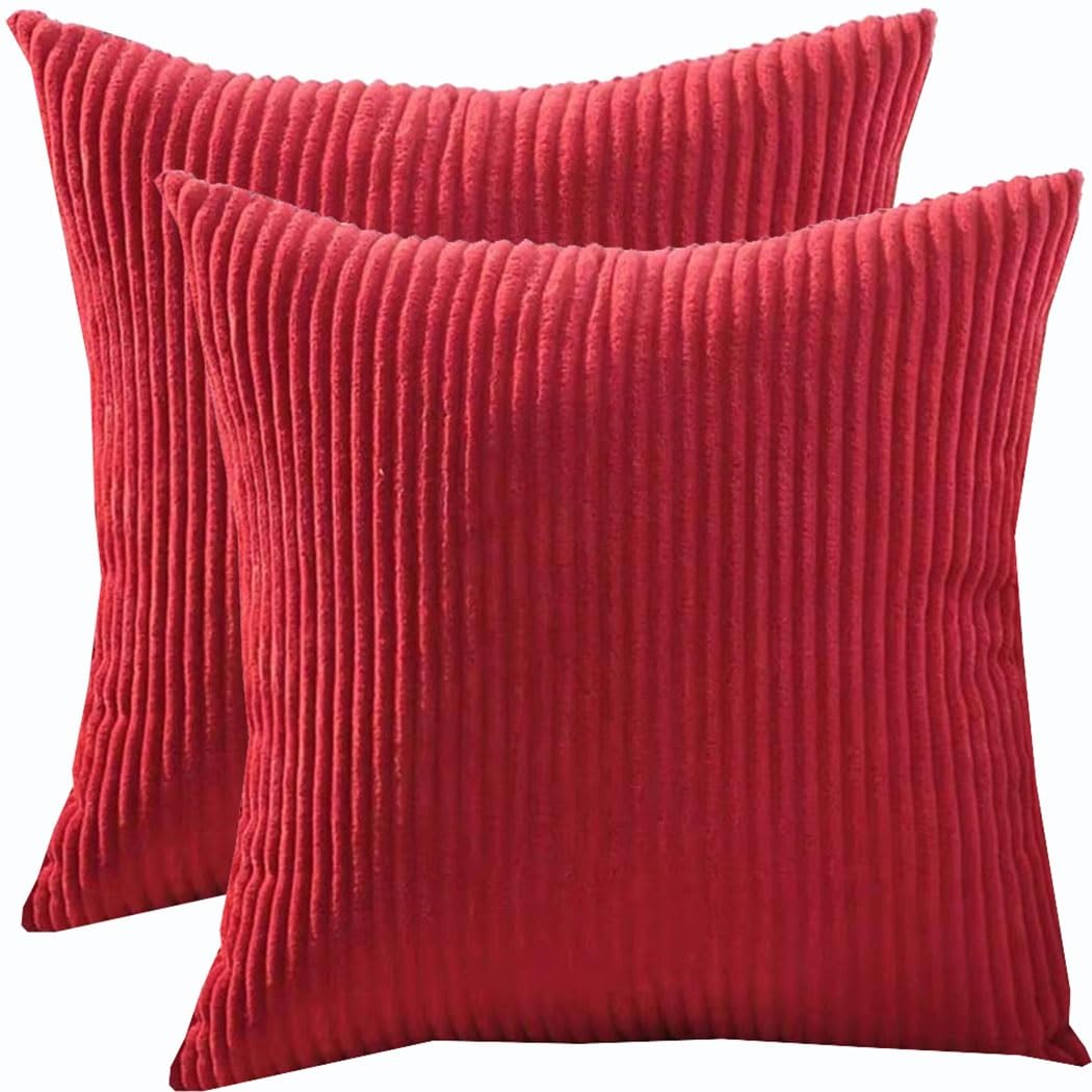 SWJ-swjssb Super King Size Pillow Cases 80x80 70x70 Cm, Set Of 2 Square Extra Large Cushion Covers,Soft Pillow Covers With Invisible Zipper Decorative Pillowcases For Sofa Couch(Red,60x60 cm)