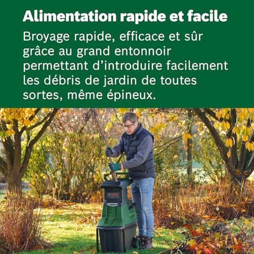 Broyeur de végétaux électrique silencieux AXT 25 TC Bosch Capacité de coupe 45mm - vue 6