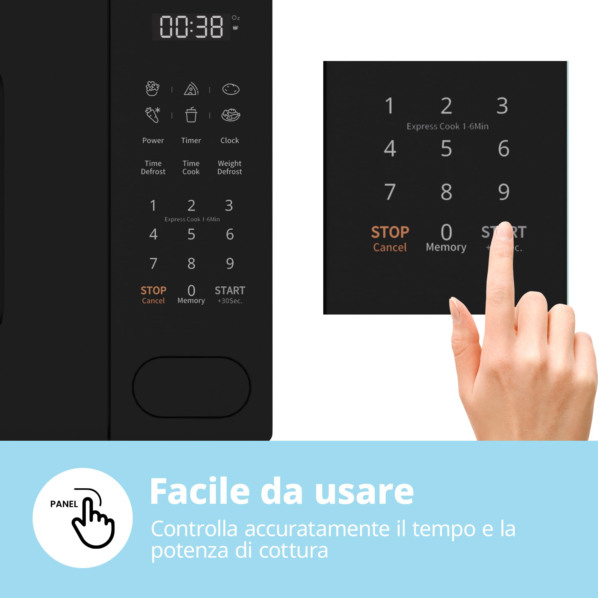 COMFEE' Forno a Microonde Digitale, 700W, 20L, 6 Menù Preimpostati, Express Cook, 11 Livelli di Potenza, Scongelamento, Funzione di Memorizzazione - Nero - CM-E202CC(BK)