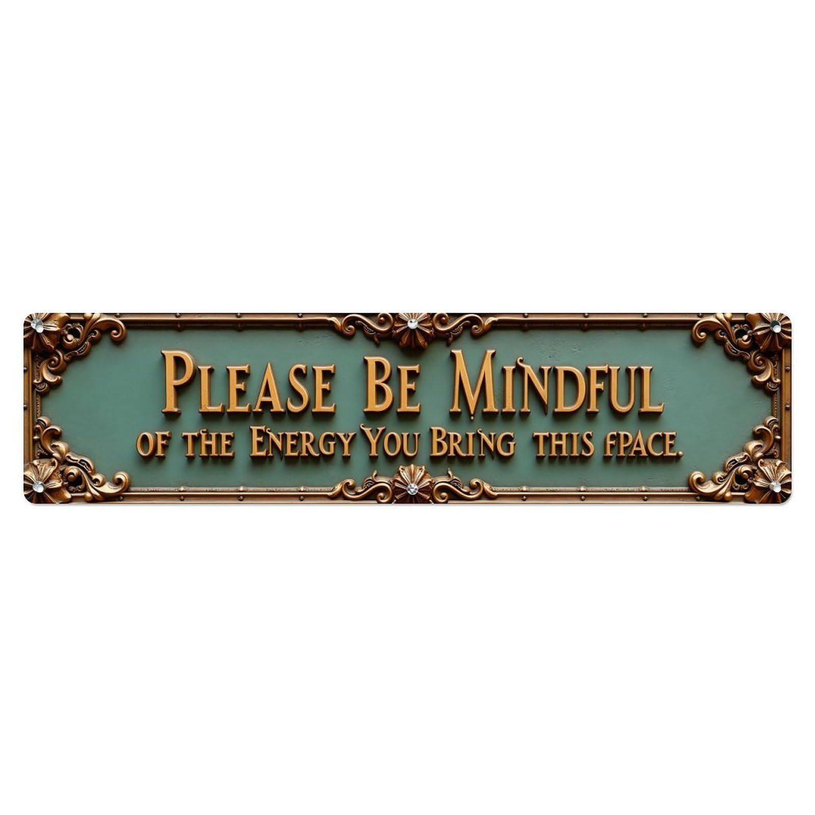 Iageret Vintage Please Be Mindful Of The Energy You Bring This Space Metal Tin Sign Retro Wall Decor, Bar Garage Cafe Kitchen Home Wall Art Poster Decoration 4X16inches
