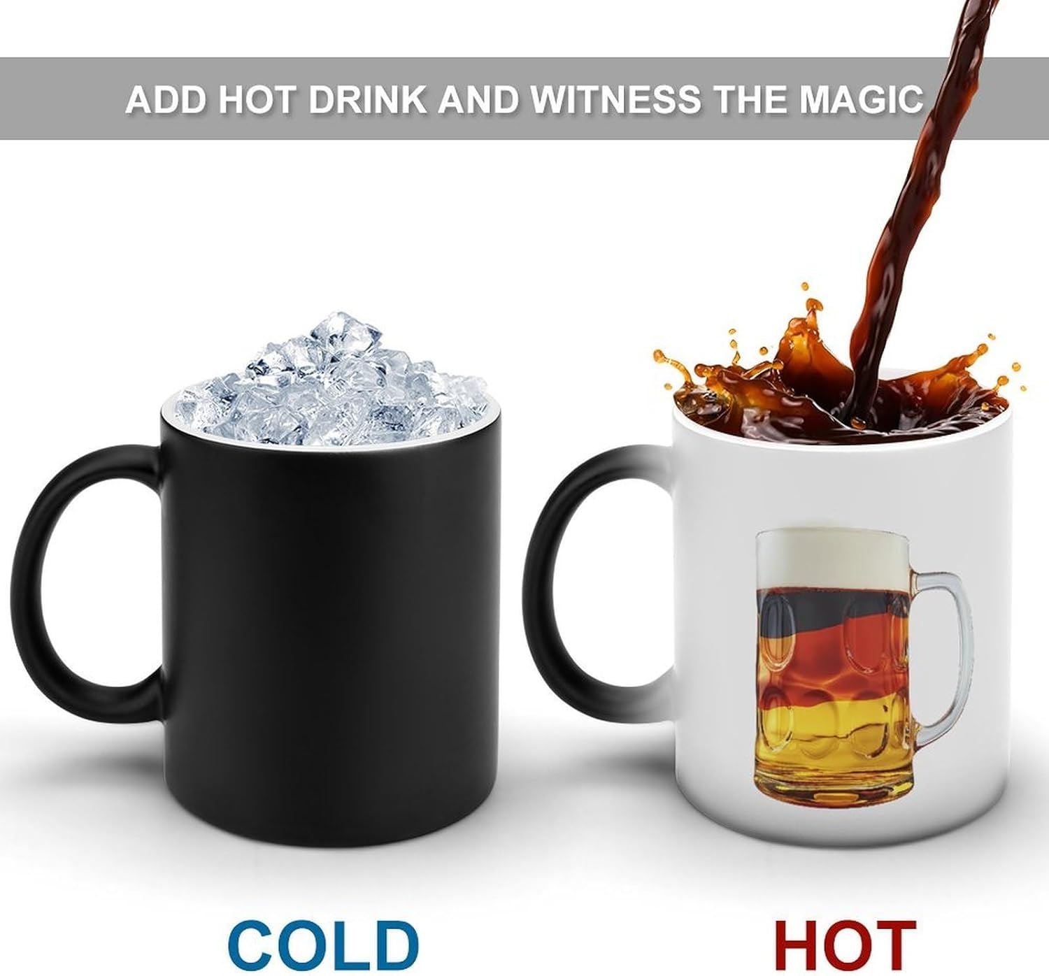German Flag Beer Funny Color Changing Coffee Mug Ceramic Magic Cup Personalized Discoloration Tea Mugs