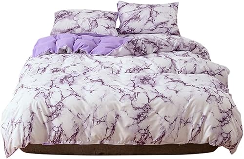 TOPINCN Juego de sábanas de 3 piezas de fibra de poliéster con patrón de mármol y funda de edredón cómodo juego de cama EU-doble tamaño(s)