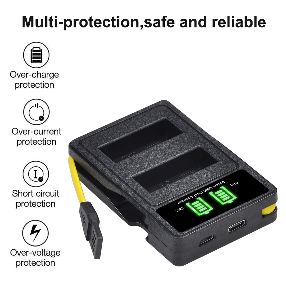 DuraPro 2x 1800 MAh BLS-5/BLS-50 Batterij + USB-C Lader Set – Voor Olympus OM-D E-M10, Pen E-PL2/5/6/7, E-PM2, Stylus 1, Met LED Indicatie