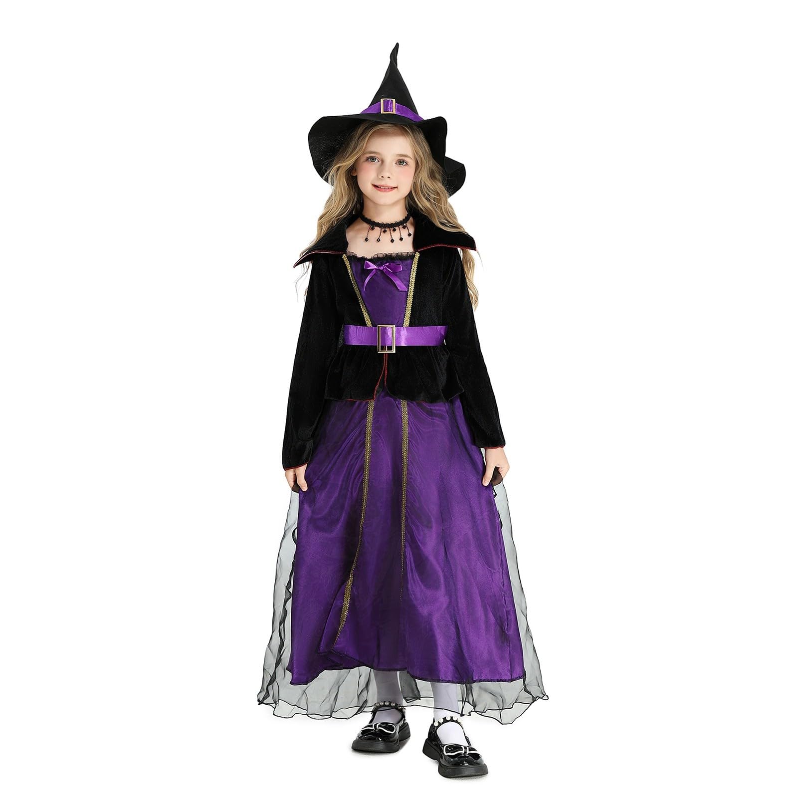 Hexen Kostüm Kinder Halloweenkostüme Kinder Jungen Halloween Mädchen Kleid Set Mit Hut Besen Rock Und Umhang Violett Prinzessin Kleid Kostüm Mädchen Hexenhut Besen Und Bonbontüte