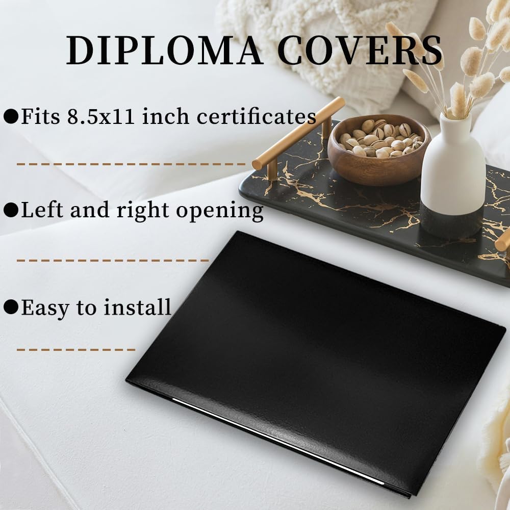 Diploma Cover 8.5”x11” Graduation Certificate Holder Document Holder Smooth Leatherette,Black-20Pack