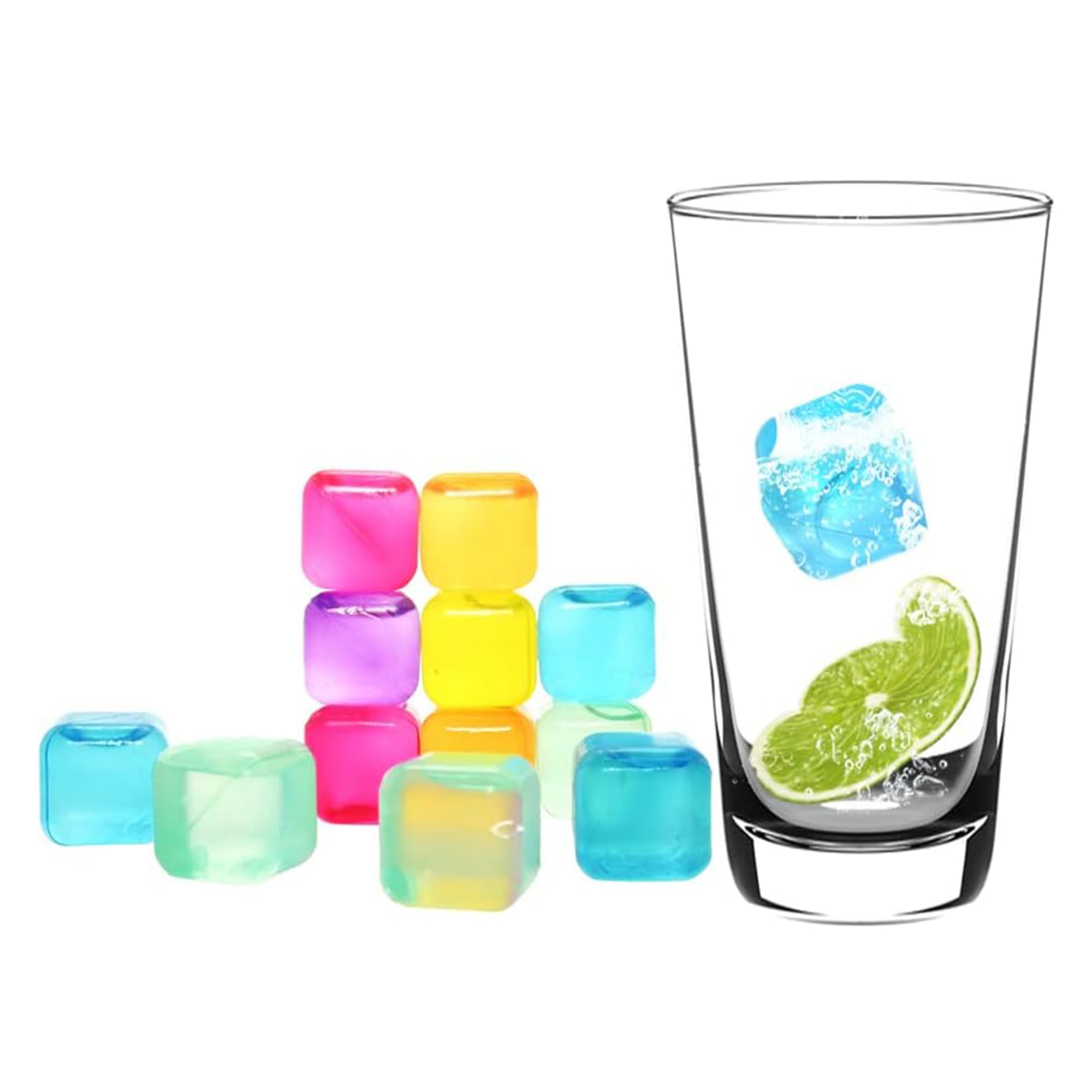 20Pcs Reusable Plastic Ice Cubes | Reusable and Fast Freezing Ice Cubes |No Fuss, Easy to use & Store | Ideal for Drinks, Parties & BBQs | Multi-Coloured