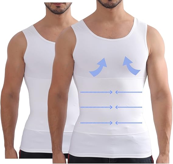 Henicepte Men Slimming Tummy Control Chest Compression Hide Gynecomastia Undershirt Shapewear