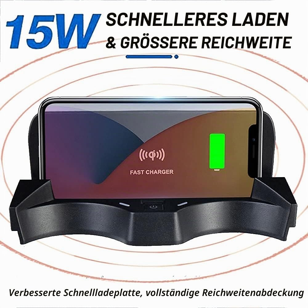 2021 Upgrade Kabelloses Ladegerät Auto Kompatibel mit BMW X1/X2 2016 2017 2018 2019 2020 2021 Center Console-Zubehörfeld, 15W Wireless Schnell-ladegerät mit QC3.0 USB für iPhone Galaxy