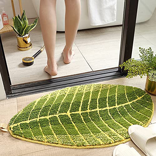 ZWMBYN Tapis de cuisine et tapis antidérapants en forme de feuille tropicale, tapis de bain antidérapant absorbant l'eau pour cuisine, salle de bain, chambre à coucher Cover