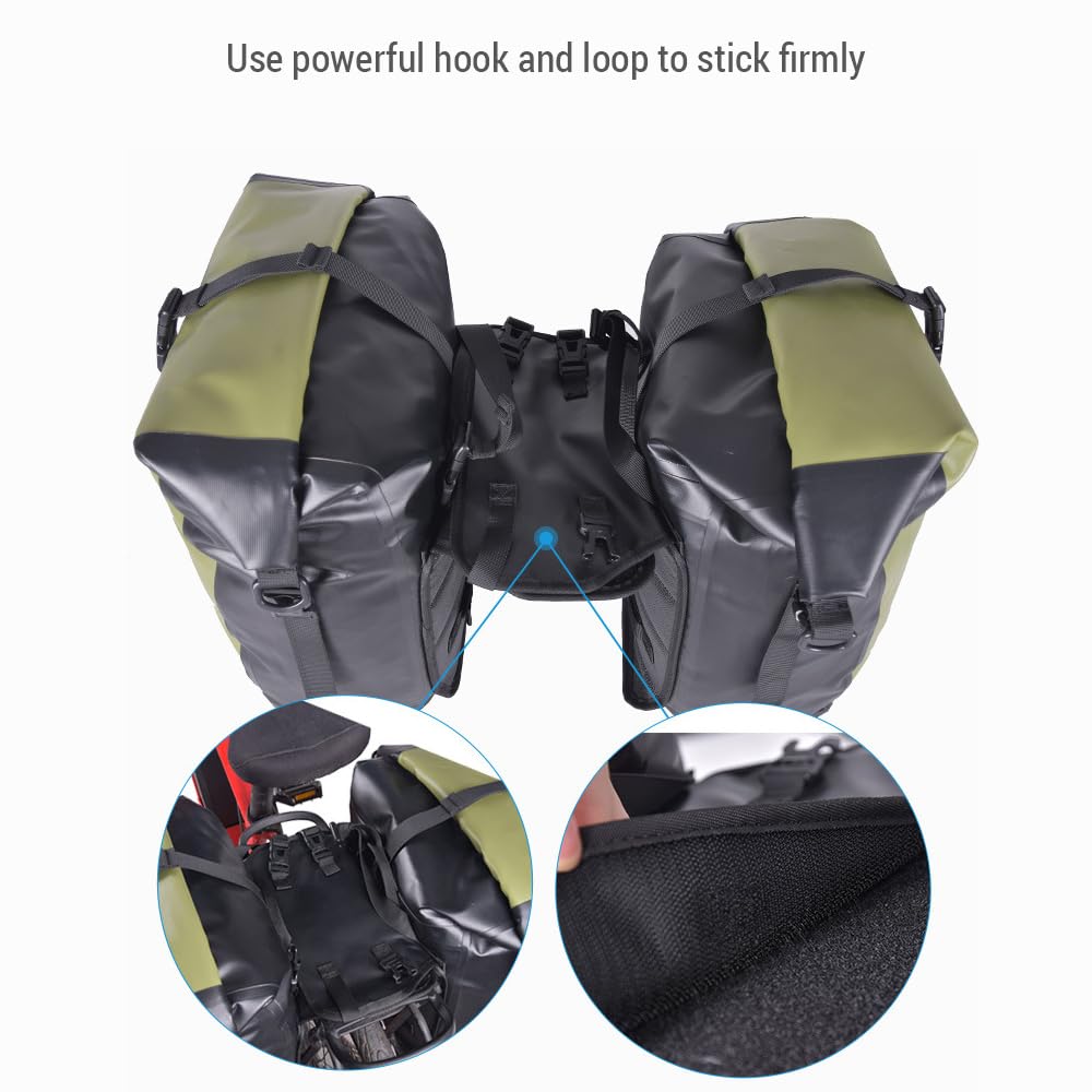 Borsa per Portapacchi Posteriore Impermeabile da 25 Litri per Bici Verde Militare di Grande capacità Materiale in PVC Ciclo di Guida