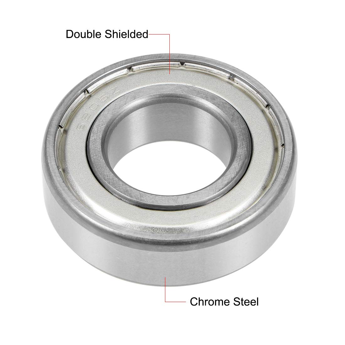 Roulement à Billes 6205ZZ Double Blindage Métal - 25x52x15mm, Uxcell, Neuf, Chine