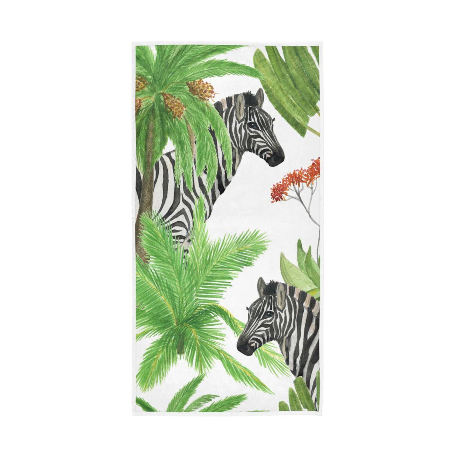 LSRCPD Hand Towels Tropical Tree Animal Zebra Decor Fingertip Soft Face Towel Absorbent Bathroom Kitchen Towels