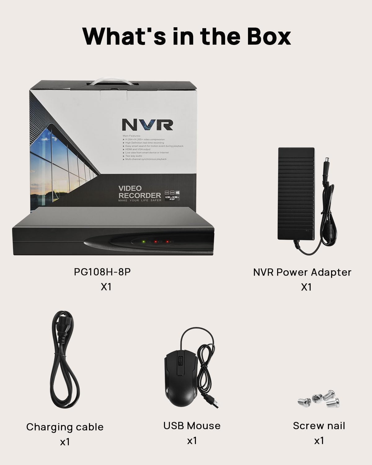 PANOEAGLE 4K 8CH NVR Network Video Recorder for Security Camera System, Support 12MP/4K/2K/ 8MP/5MP/3MP/1080P PoE Camera, Motion Alarm, 24/7 Recording, Smart Playback,1 SATA Ports (HDD not Included)