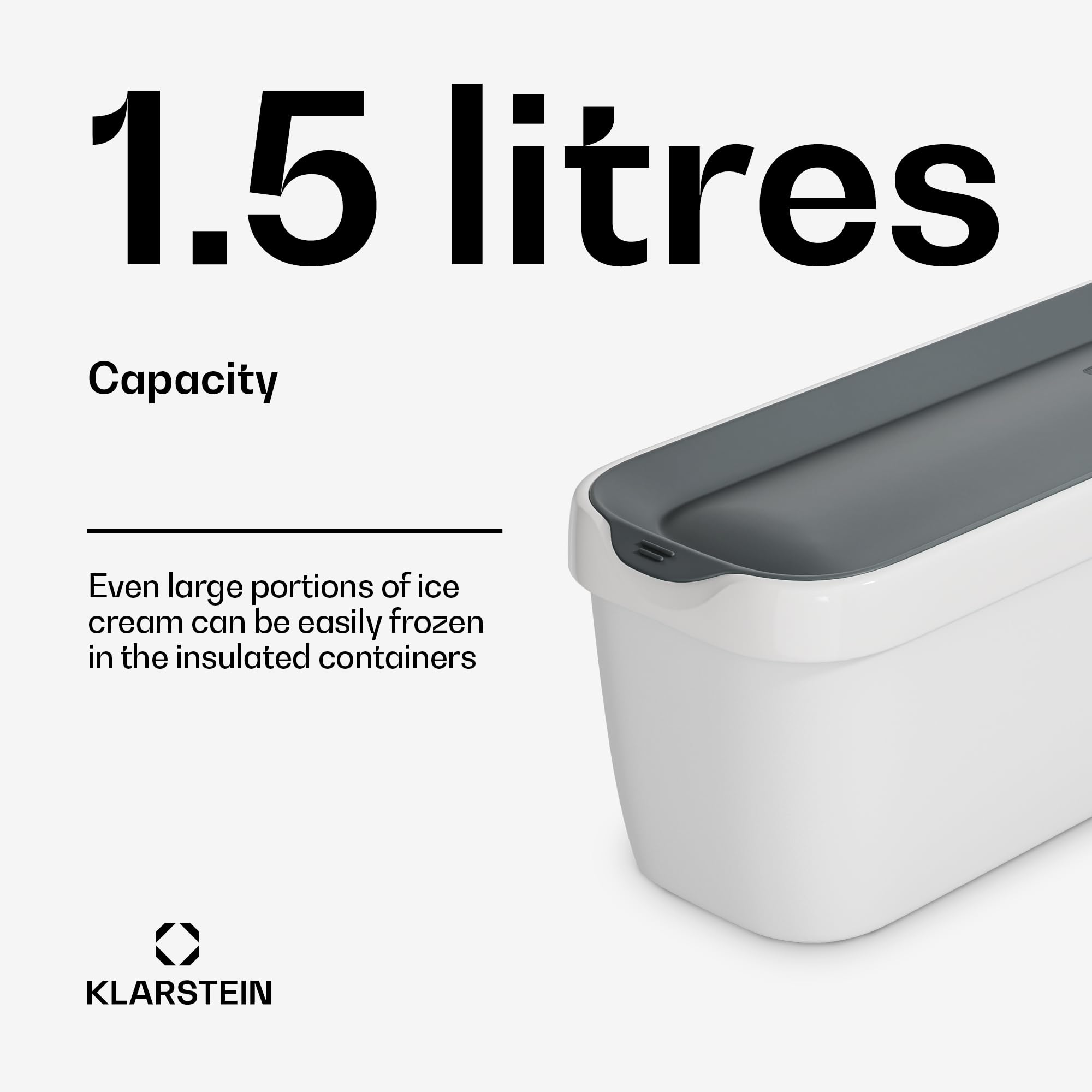 Klarstein Pojemnik na lody, 2x 1,5L, z pokrywką, nadający się do mycia w zmywarce, plastikowy, do domowych lodów, jogurtu i lodów slush, można układać w stos, pasujący do maszyn Klarstein