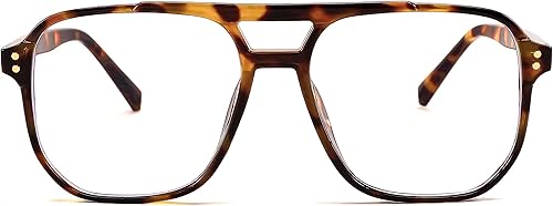 Miniatura 7 de FEISEDY Lentes de bloqueo de luz azul falsos nerd transparentes cuadrados para computadora, ligeros, marco de gafas de piloto de gran tamaño B2866