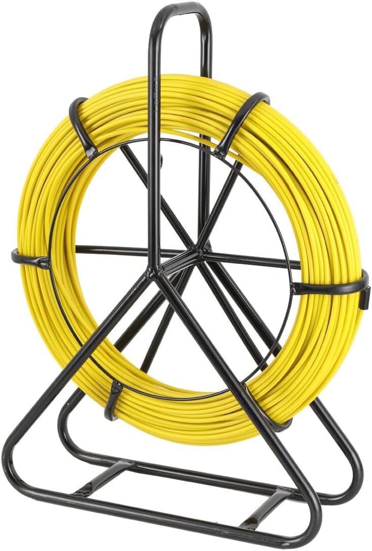 Guía de Fibra de Vidrio Fish Tape Cable de fibra de vidrio Cable Eléctrico de Fibra de Vidrio100m Ø6mm Conducto Cable Rodder Fibra de Vidrio Cable Rod Extractor con Jaula y Soporte