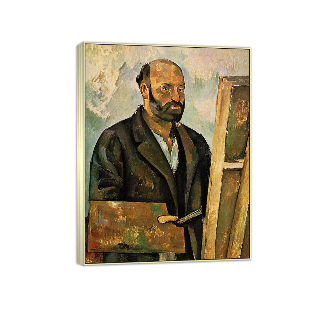 SDYSKKUG Canvas Wall Art Picture Decor Self Portrait by Paul Cezanne 105x80cm Silver Frame