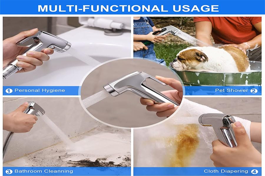Imaashi Plastic Toilet Hand Shower Health Faucet Jet Set - All-inclusive with 1 Meter Shower Hose, Wall Mount & Fittings 3