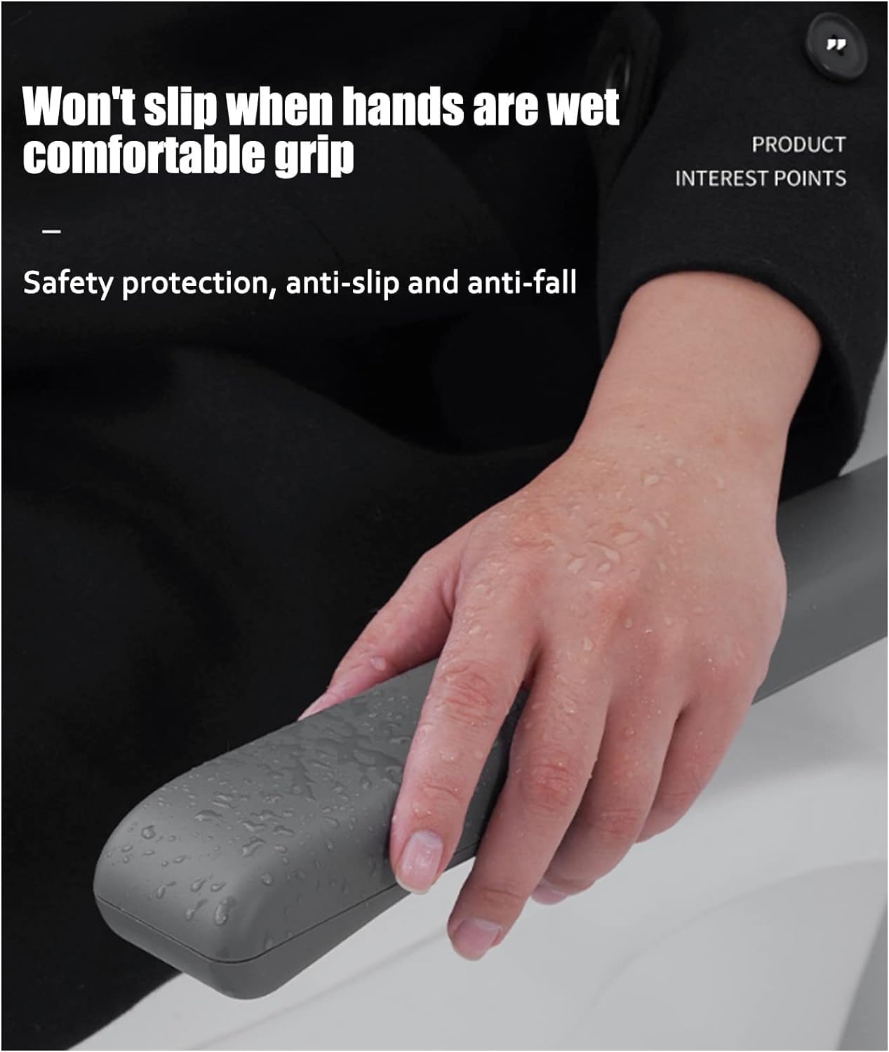 Barra De Agarre for Inodoro Plegable Abatible Hacia Arriba, Soporte De Seguridad Montado En La Pared, Asistencia De Equilibrio Antideslizante, Manija De Ducha De Baño Con Indicadores