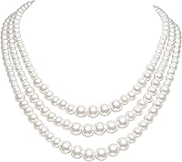 BABEYOND Vintage Multi-Strand Imitation Pearl Necklace - 1920s Flapper Style Round Pearls for Parties & Everyday Chic