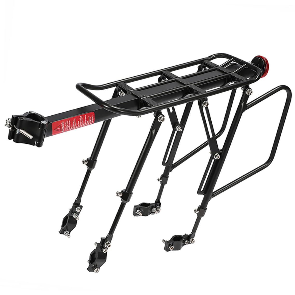 HEMOTON Quick Release Aluminum Alloy Luggage Carrier with Reflective Lights Lightweight Rear Rack for Mountain Road Bikes Convenient Bike Shelf for Safe Night Riding