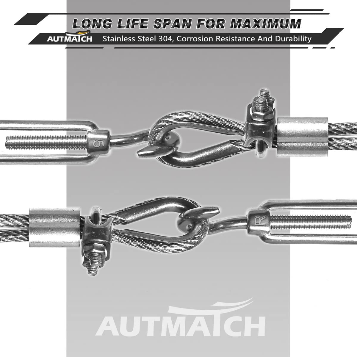 Tendeur Cable Inox 4mm Lot De 16 Serre-câbles Métalliques EXLECO 4mm - Acier Inoxydable Avec Manchons Aluminium Fixation Câble Métallique