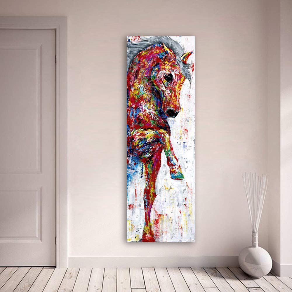 Peinture Sur Toile Cheval - Art Mural Imprimé Animalier 24x72 Pouces - Décoration Maison Sans Cadre
