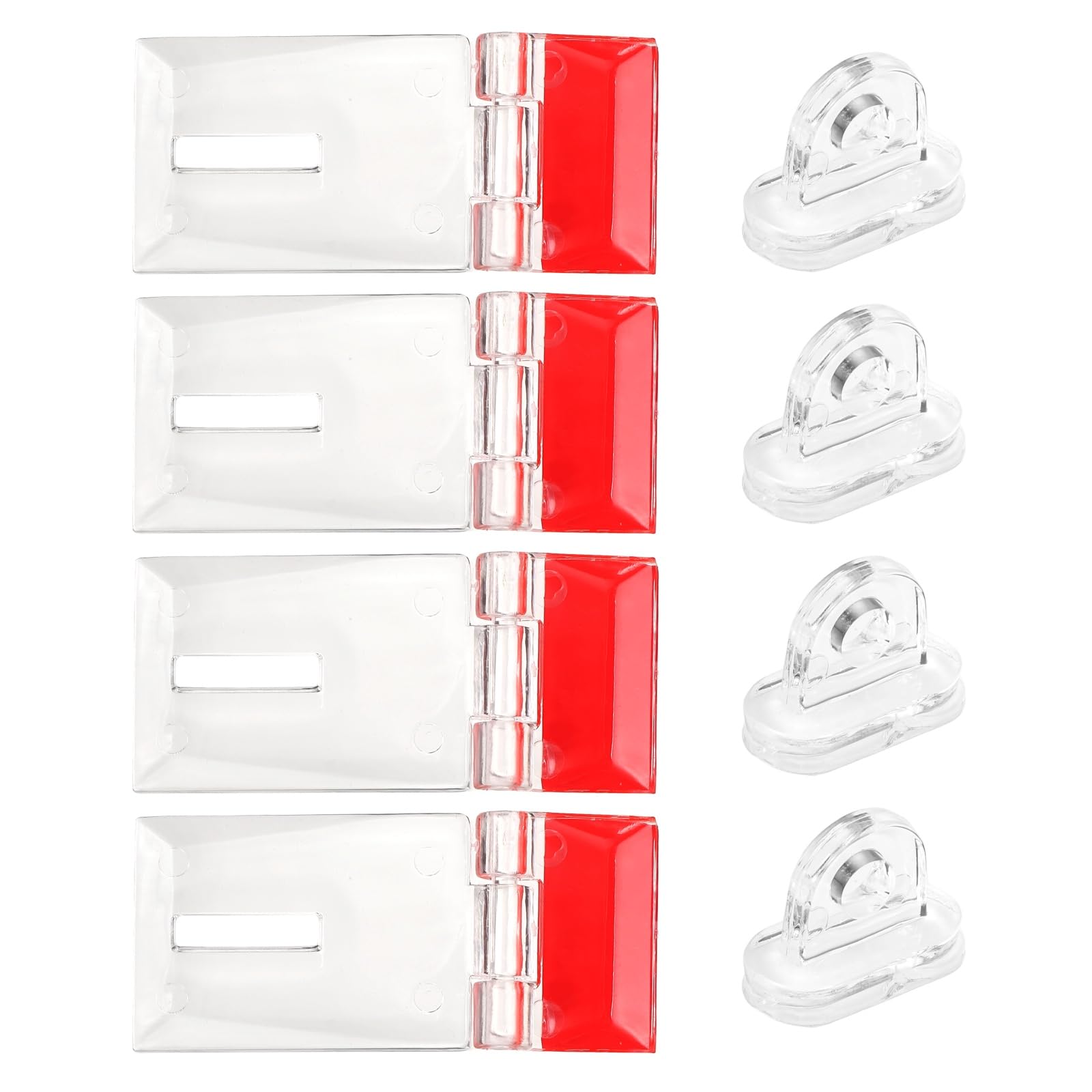 sourcing map 4Set Self-Adhesive Latch Buckles Kit, 55x25mm Clear Acrylic Lock Hasp Buckles, Mini Acrylic Clasp Hasp for Cabinet Drawers, Aquarium, DIY Clear Containers, Jewellery Box