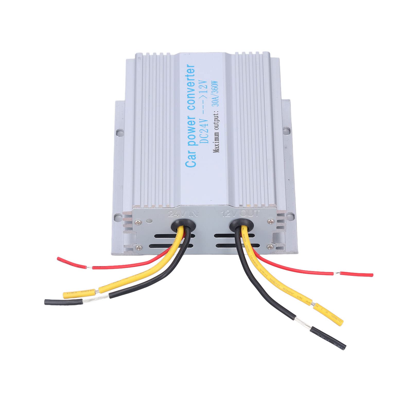 Transformator konwertera zasilania samochodowego DC24V-12V 30A 360W regulator napięcia z obudową ze stopu aluminium do GPS, samochodowego audio, rejestratora jazdy, telewizora LCD i bezpieczeństwa
