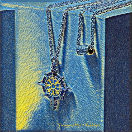 Necklaces for Men Viking Pendant Nautical Compass Necklace Son Grandson Gift Jewelry Titanium Steel Men's Pendant Accessories4
