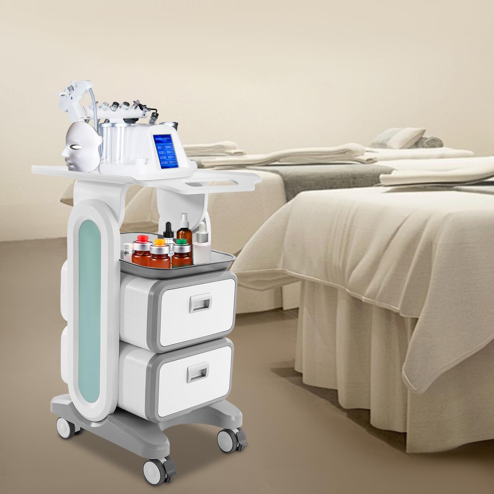 Medizinischer Wagen mit Schubladen, Kosmetikwagen, Medizinisch mit 4 Universelle Geräuscharme Räder, Medizinisch-dentaler Laborwagen, Gerätewagen mit Ablagefach