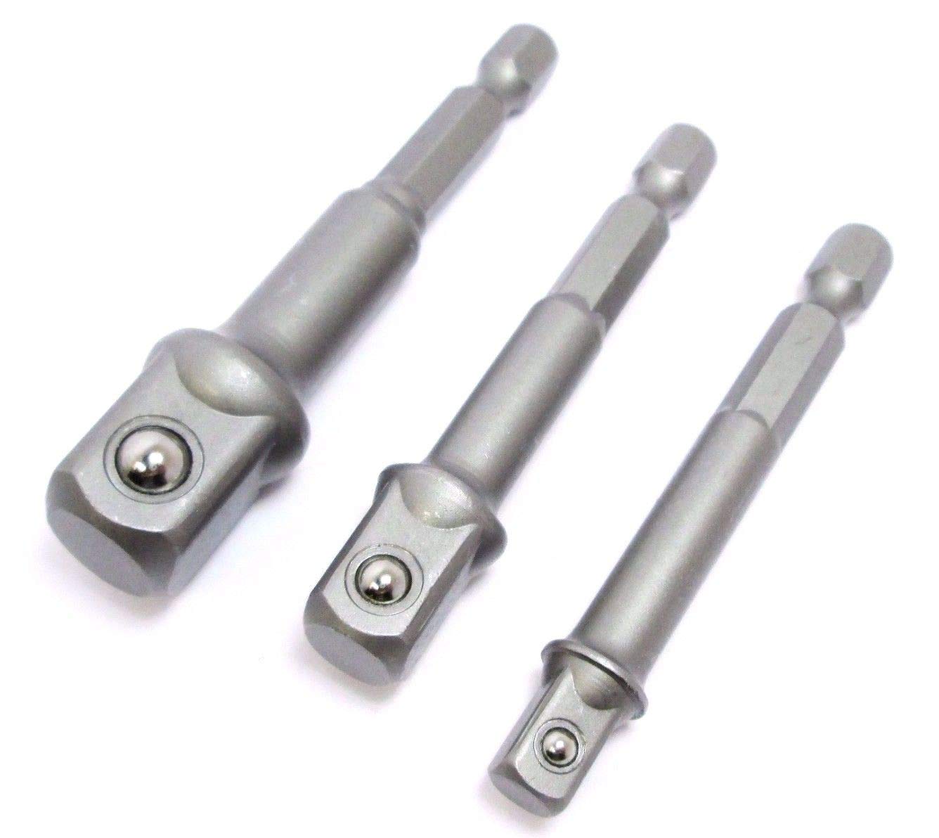 Us Pro 3Pc Hex Power Bit Socket Drive Adapter Set 1/4 3/8 1/2" Dr 1363
