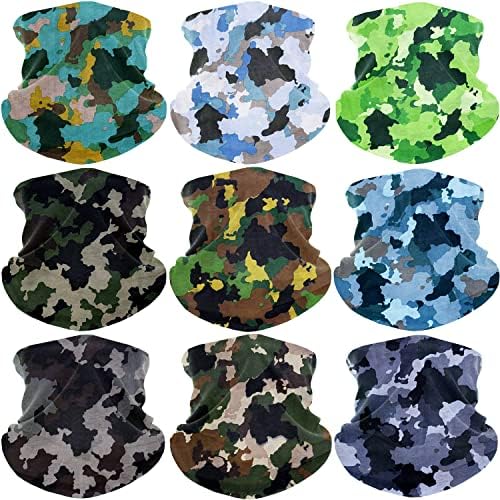 9PCS Mens Headband Outdoor Bandana Face Scarf Mask Neck Warmer Balaclava Headwear Head Wrap for Sports (9pcs-Camouflage-3)