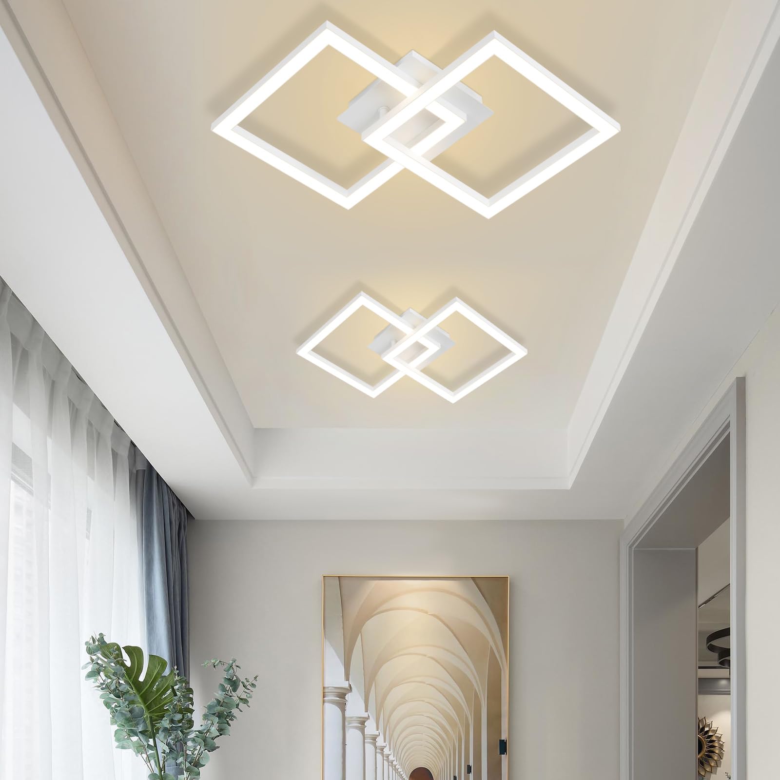 Homefire Deckenlampe Led Deckenleuchte Wohnzimmer: Wohnzimmerlampe Schwarz Schlafzimmerlampe Modern Design Schlafzimmer Deckenbeleuchtung Küchenlampe Geometrisch Warmweiß für Küche Flur