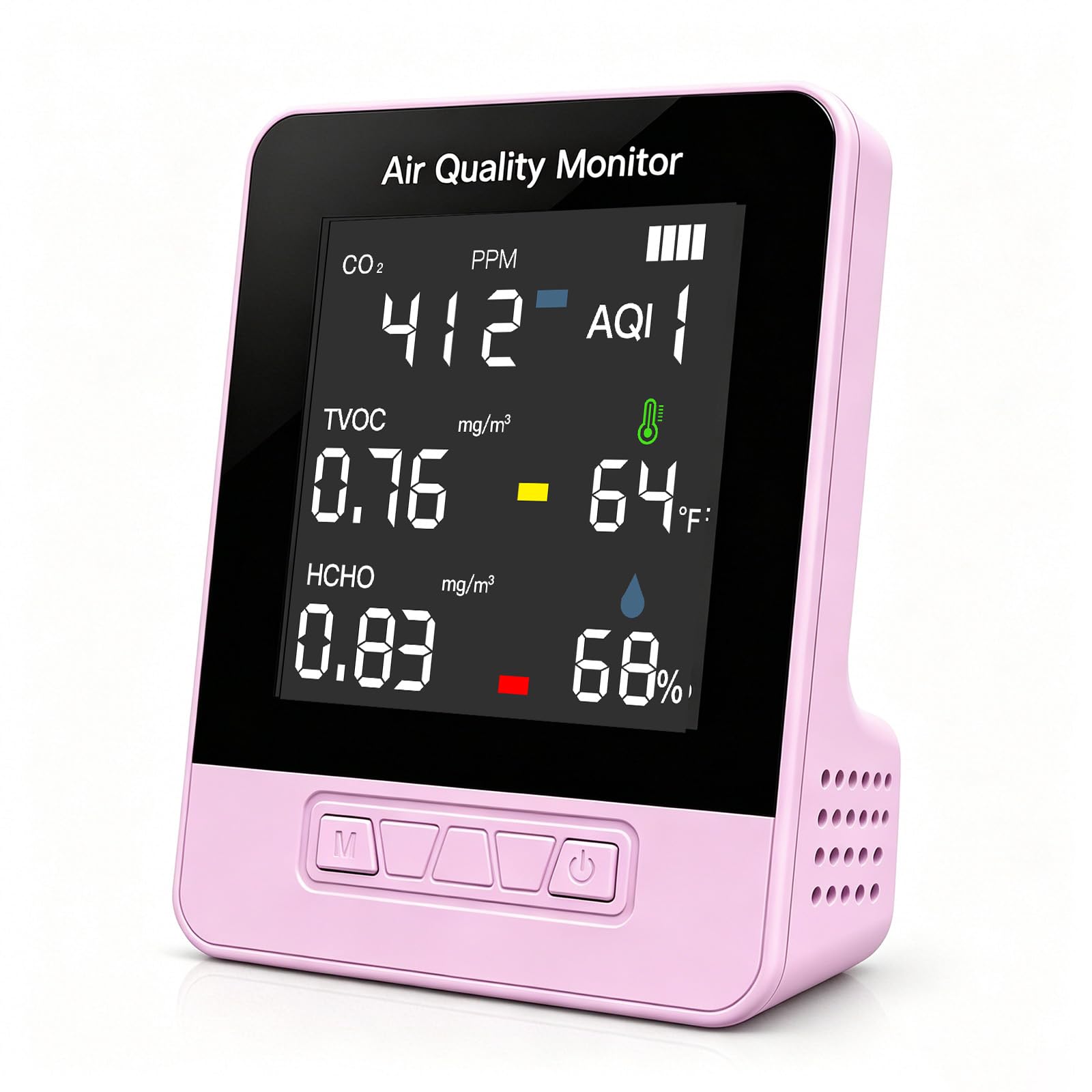 6-in-1 Air Quality Monitor, Smart Indoor CO2 Detector & HCHO TVOC AQI Tester, Accurate Temperature Humidity Meter with Color Display for Home, Bedroom, Office, Car, USB Powered-image-36