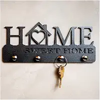 APOWUS Porta Chave Parede Preto Decorativo Criativo MDF 100% 4 Ganchos