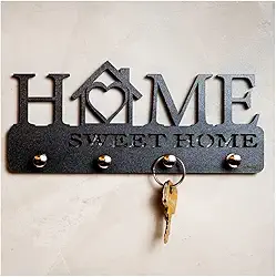 APOWUS Porta Chave Parede Preto Decorativo Criativo MDF 100% 4 Ganchos