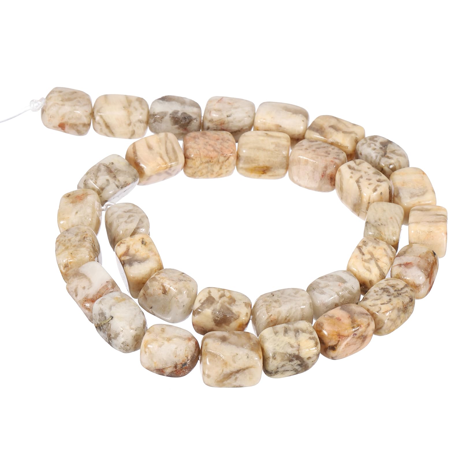 PATIKIL 12x8mm Natural Stone Gemstone Beads for Jewelry Making 1 Strand 15"/38cm Cuboid Loose Spacer Beads Crystal Agate Beads for Bracelet Necklace DIY Art Craft Khaki
