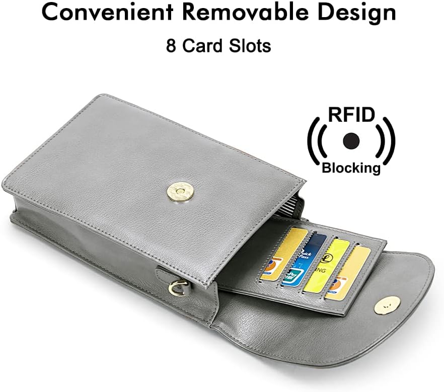 nuoku Crossbody Phone Bag for Women, Mini Crossbody Purse, Small Phone Wallet Crossbody with Removable Card Holder - Image 3