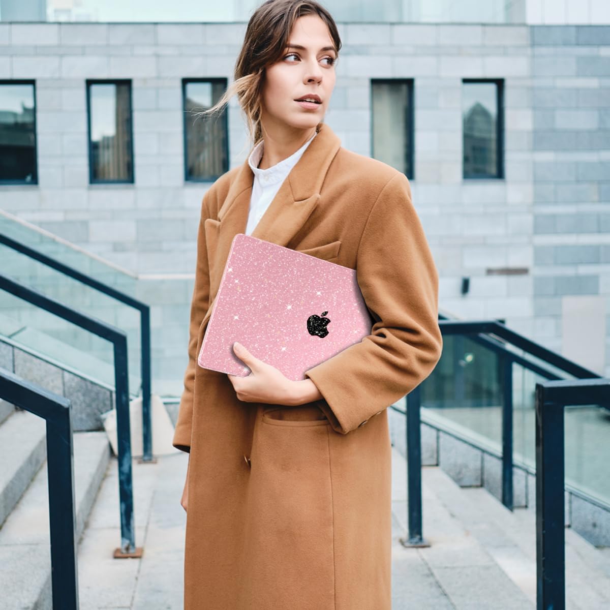 MecBevia Compatible with MacBook Air 13.3 inch Case 2021-2018 Release A2337 M1 A2179 A1932 Touch ID, Plastic Hard Shell&Keyboard Cover&Screen Protector&Webcam Cover&Type-C Adapter, Sparkly Pink - Image 7