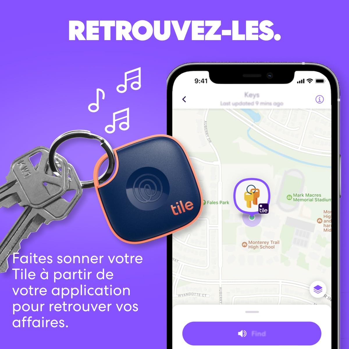 Life360 Tile - Tracker Bluetooth, détecteur de clés et localisateur d'objets pour clés, Sacs & Autres. Détecteur de téléphone. Compatible avec iOS & Android. Lot de 4 (Noir)