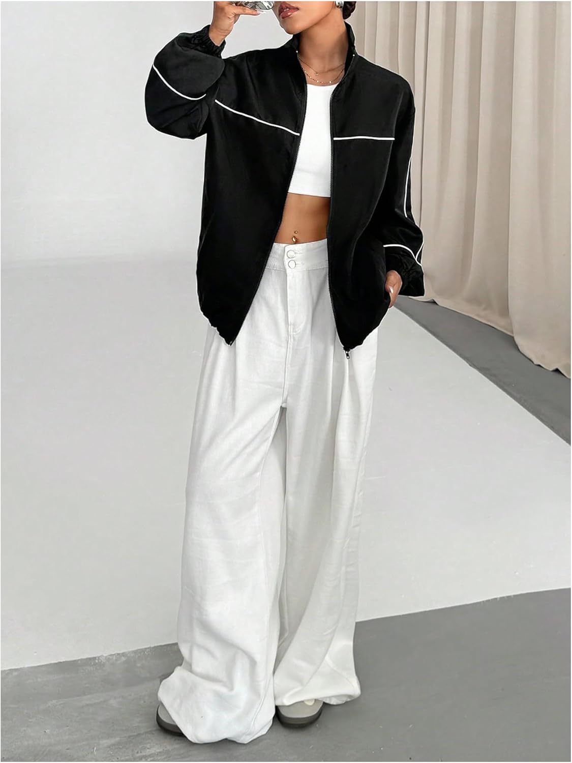 SOLY HUX Women's Zip Up Collared Lightweight Jacket Long Sleeve Athletic Sports Fall Outerwear - Image 5