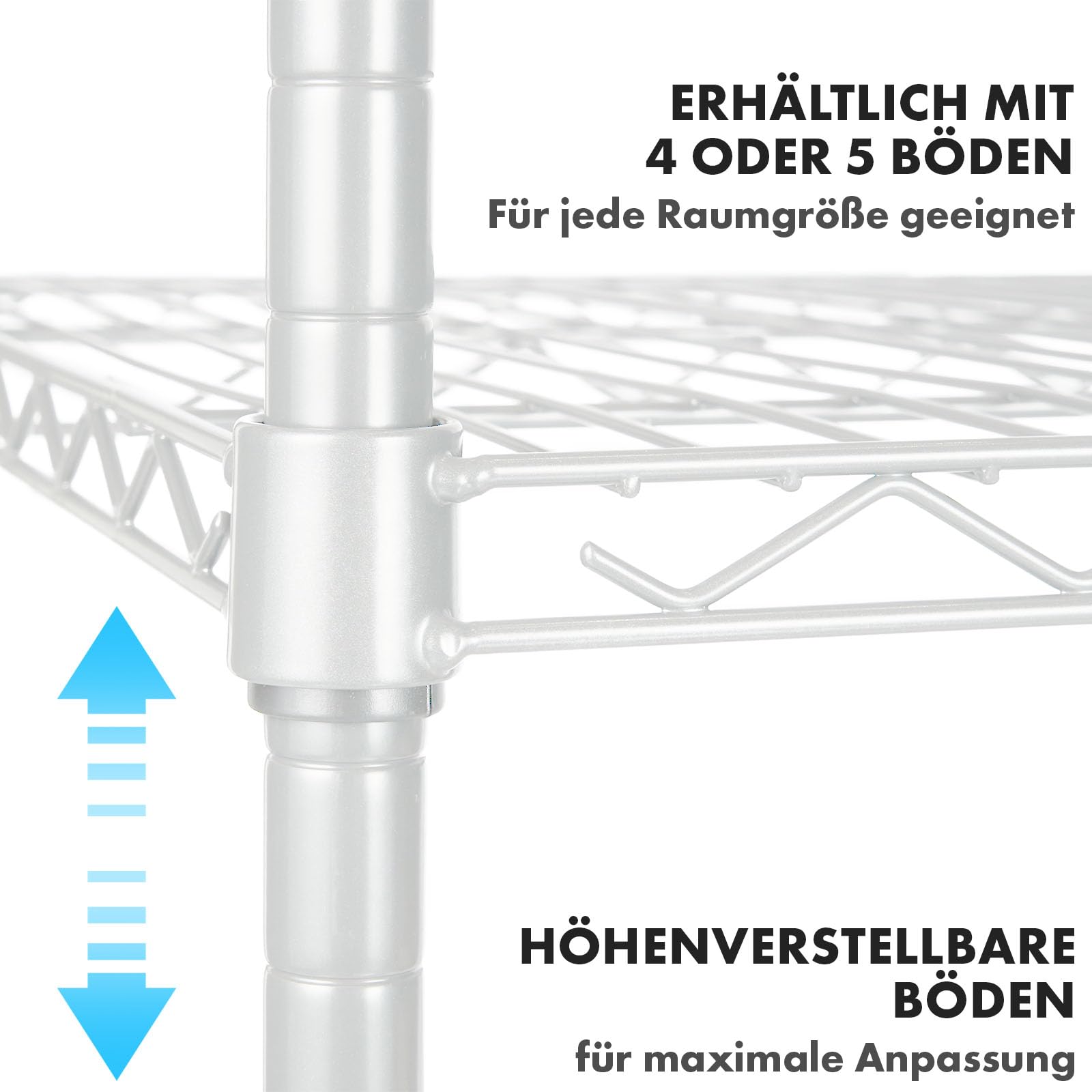 KARAT Metallregal dekoratives & Robustes Lagerregal, Kellerregal für Bad, Küche, Büro, Wohn- und Außenräume (55x35x140-weiß-rocky: ⌀19mm)
