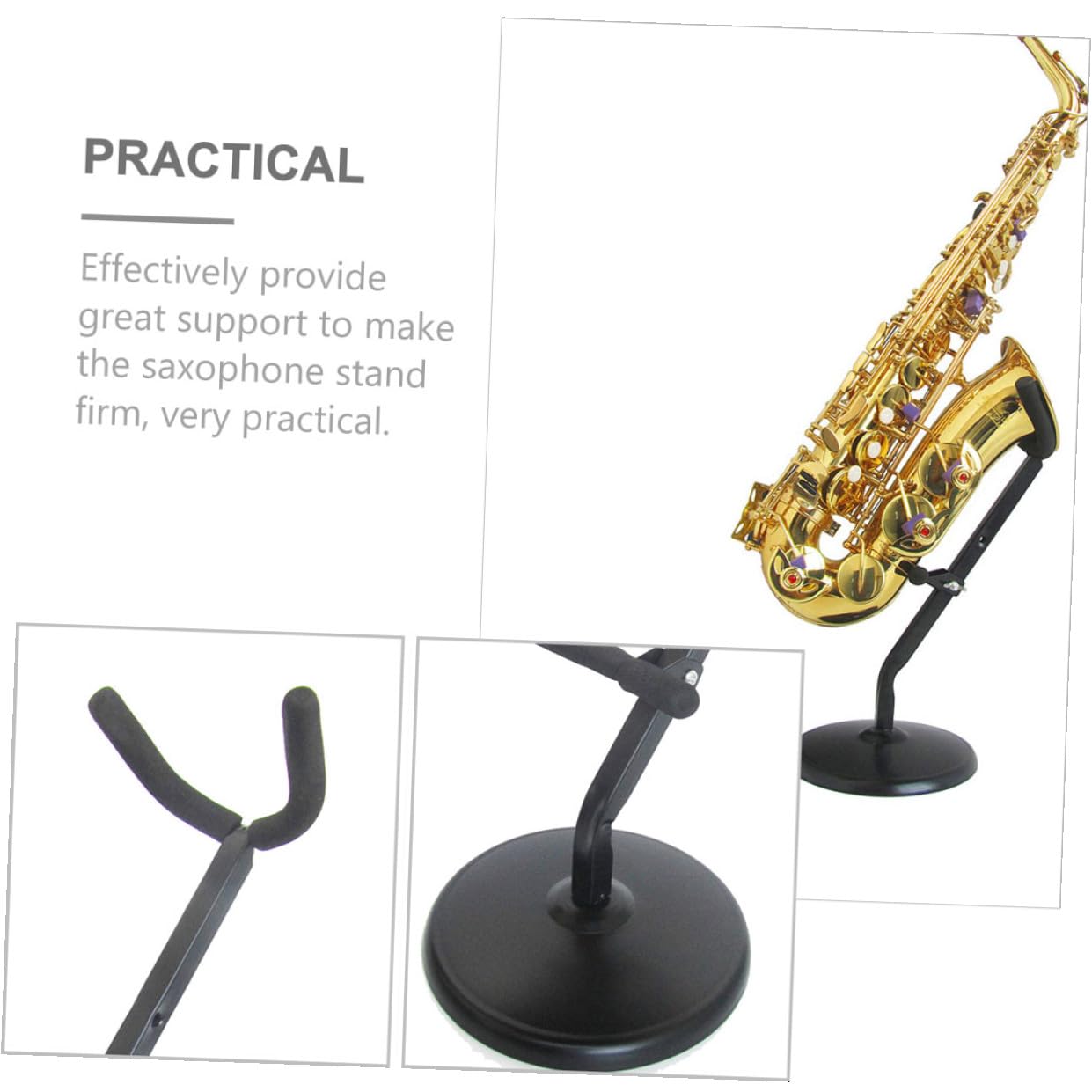 Abaodam Supporto per Sassofono Pratico, Pieghevole e Antiscivolo in Ferro e Spugna, per Sax, Portatile per Prove e Concerti
