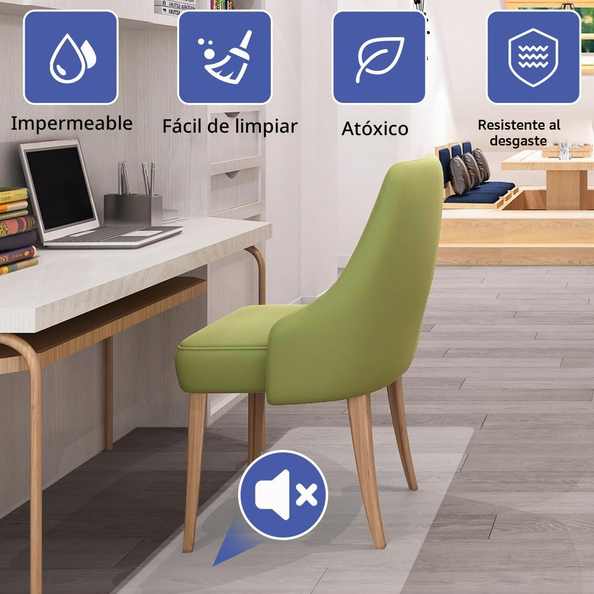 LIFEZEAL 120x150cm Alfombra Transparente para Silla con Ruedas, Alfombra Antideslizante Protectora, Antiarañazos, Protege Parquet, Suelos Duros, PVC