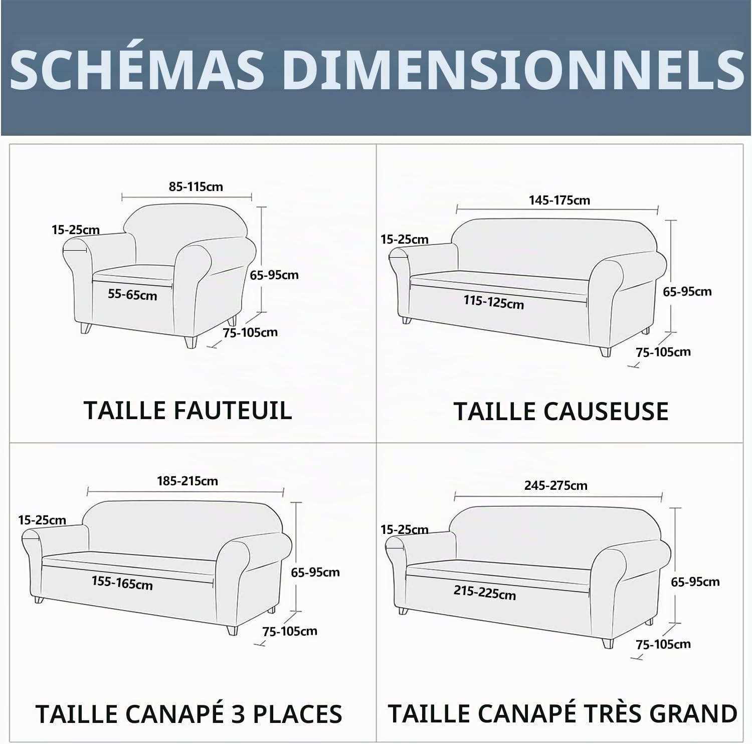 Ystyle Extensible Housse Canapé 3 Places avec Accoudoirs, Crema | Universelle Housse De Canapé, Housse Protection Canapém, Sofa Cover Antidérapante, Couvre Canapé Pour Chiens Chats Animaux