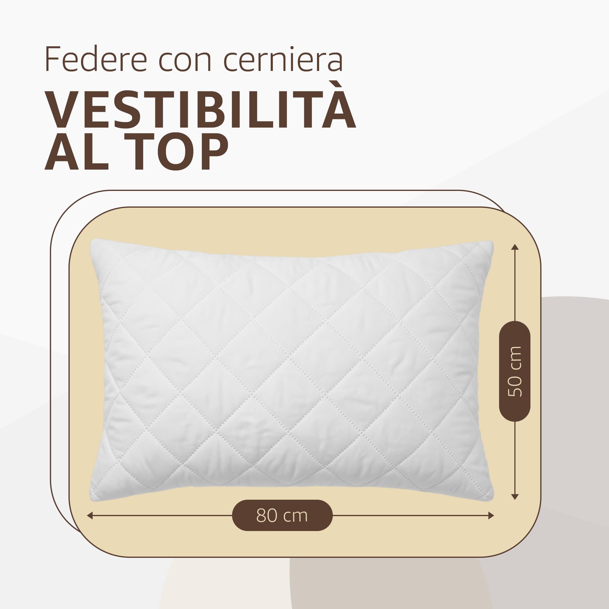 SONIT - Set 4 Copricuscini Trapuntati con Cerniera 50x80 cm, Federe Copriguanciale Antiacaro Anallergiche, Protezione Cuscino Letto con Zip Invisibile, Copricuscino Traspirante Lavabile