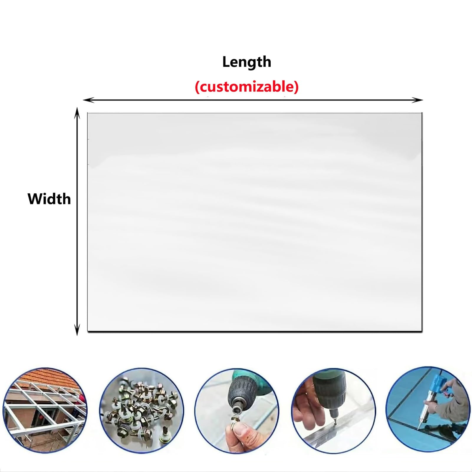Cubierta de invernadero de acrílico transparente ligera y resistente de 1,56 x 3 m, lámina de plástico inastillable para jardinería al aire libre y protección de invernaderos