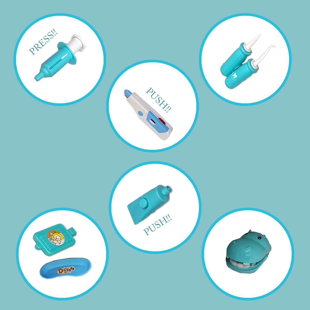 Koolbitz 38Pcs Dentist Toys for Kids Pretend Doctor Set including Dentist Kit and Dental Play Case, Hippo Teeth Model - Image 4