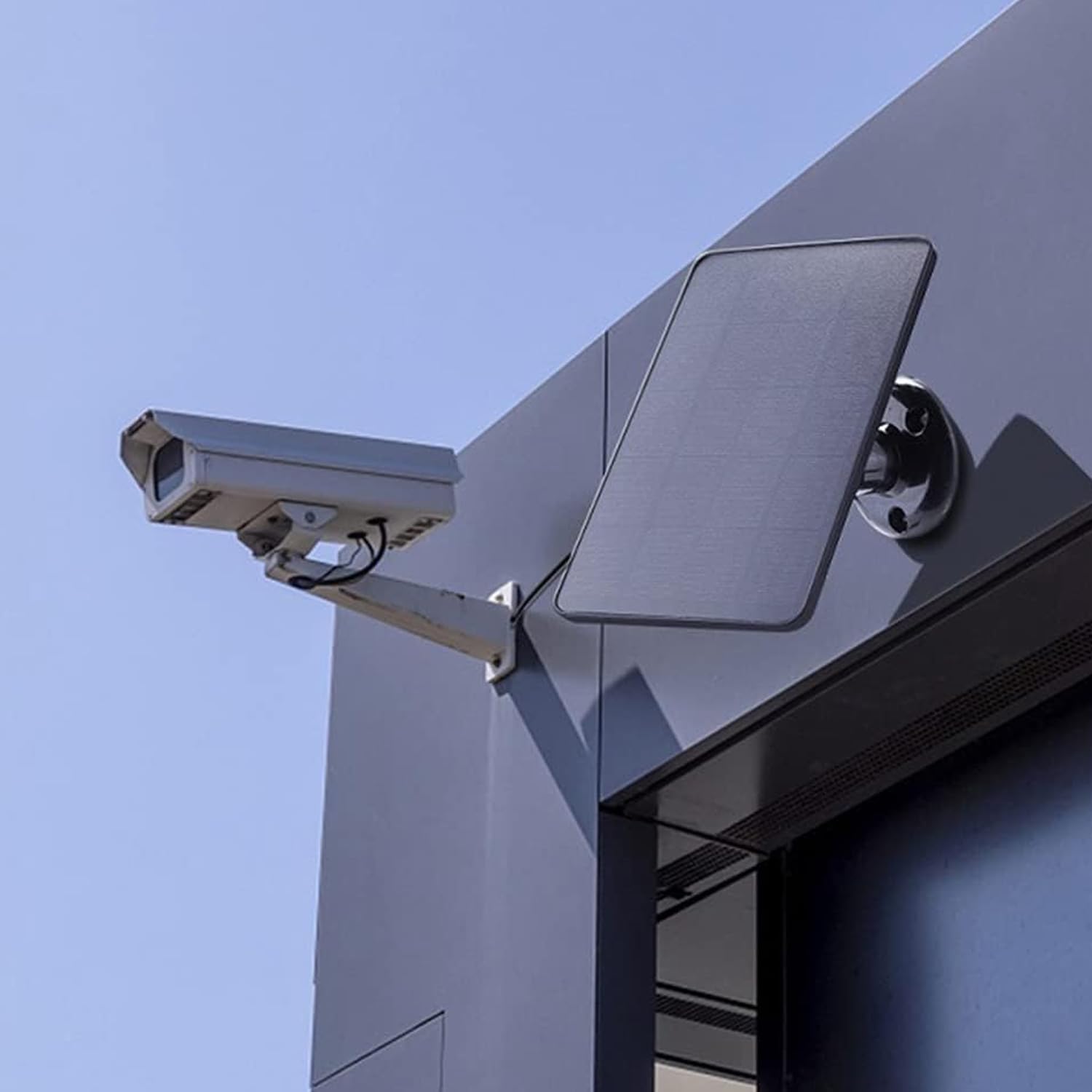 Panneau solaire pour caméra Ring, module solaire 4W pour caméra de surveillance extérieure avec batterie, chargeur solaire type C avec support réglable à 360° et câble de charge de 3 m, panneau